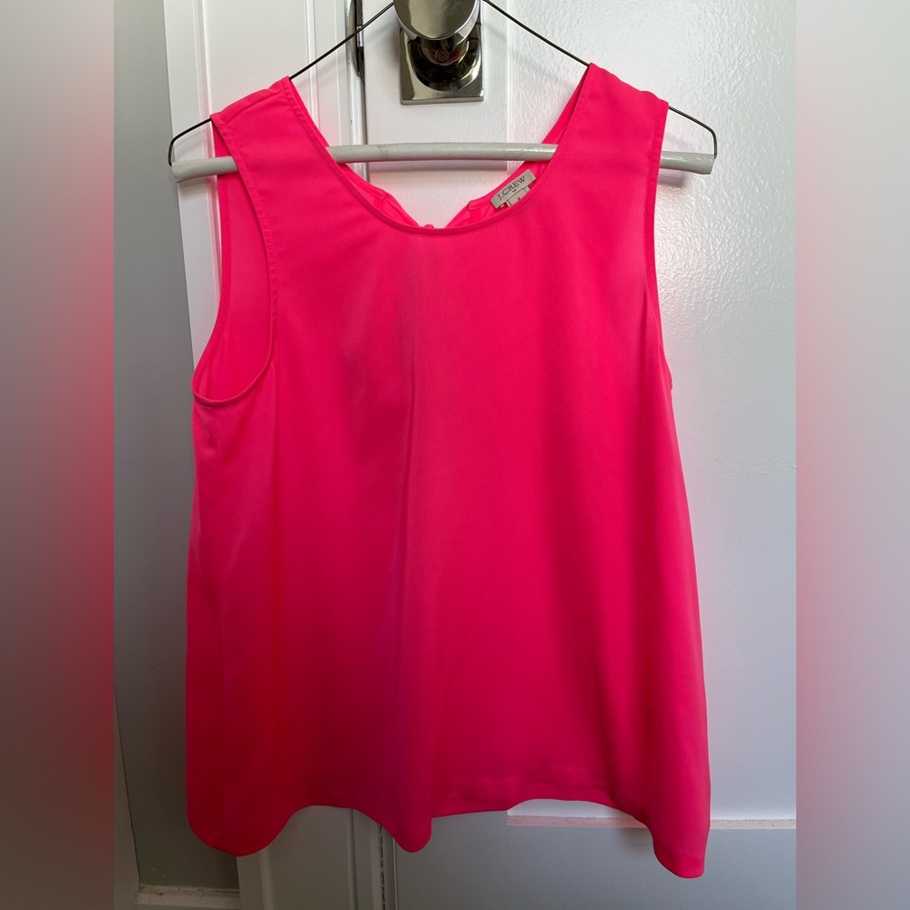 J. Crew hot pink top with bow in back. Worn once - great condition